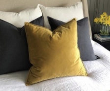 Square Mustard Velvet Cushion by ChalkUK